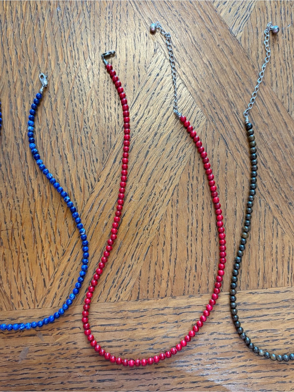 Beaded Necklaces - Red, Blue, Brown